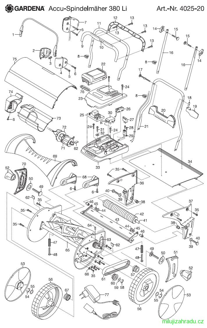 GARDENA akumulátorová vřetenová sekačka 380 Li (č.v. 4025)