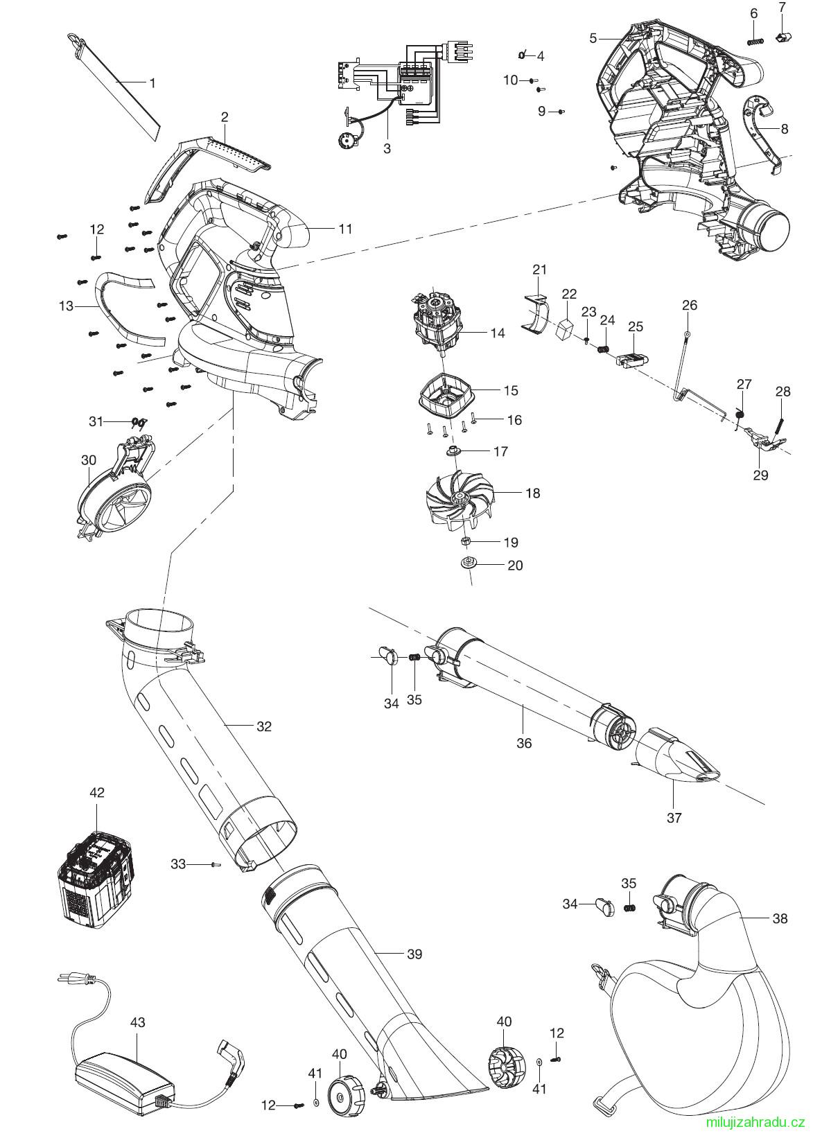 GARDENA akumulátorový zahradní vysavač/foukač PowerJet Li-40 - sada (č.v. 9338)