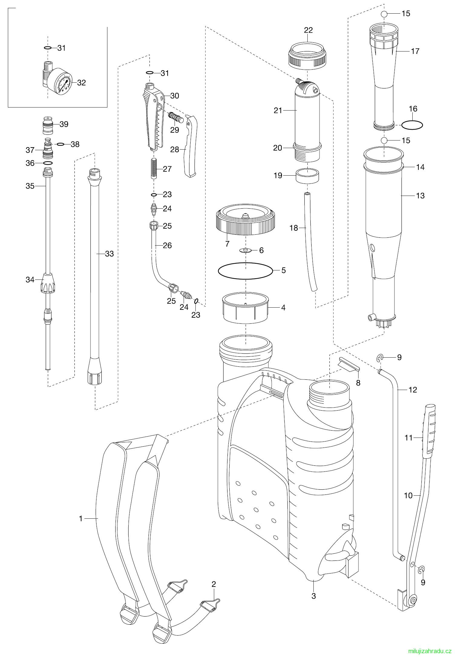 GARDENA tlakový postřikovač na záda 12 l Comfort (č.v. 0884)