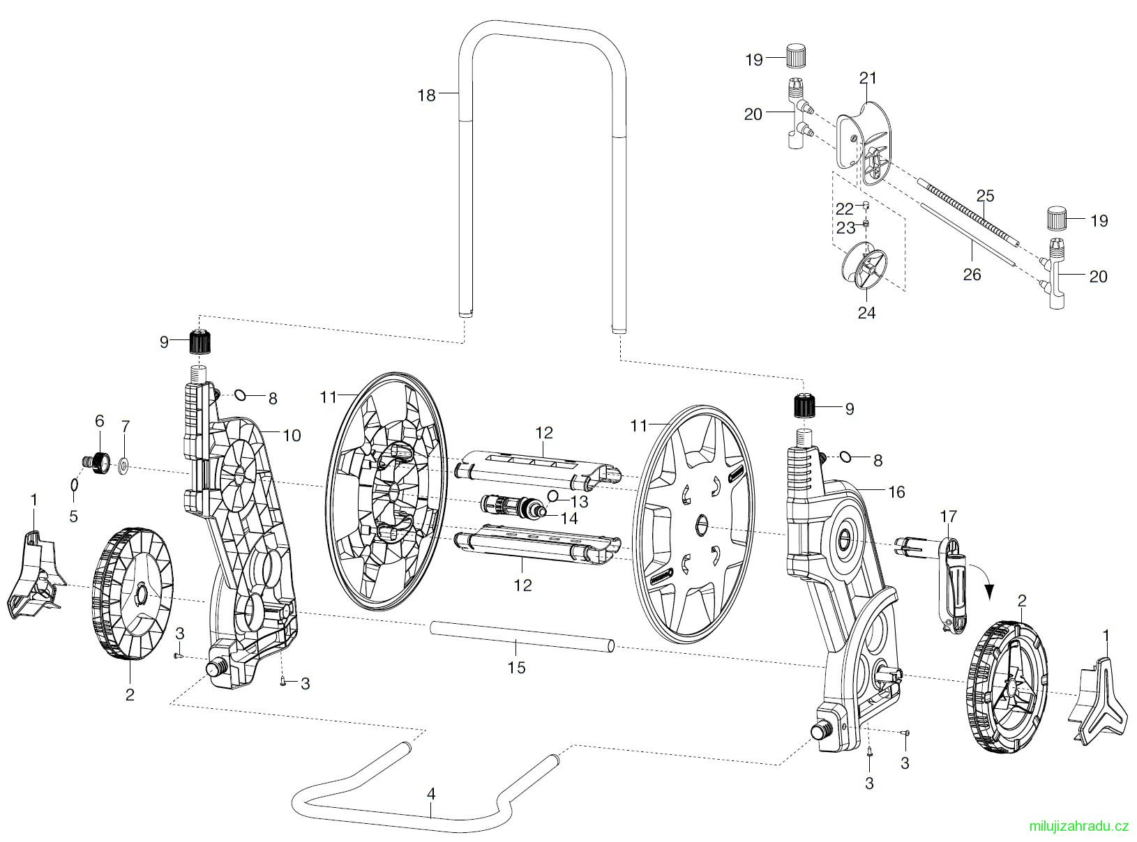 GARDENA vozík na hadici 100 HG (č.v. 8006)