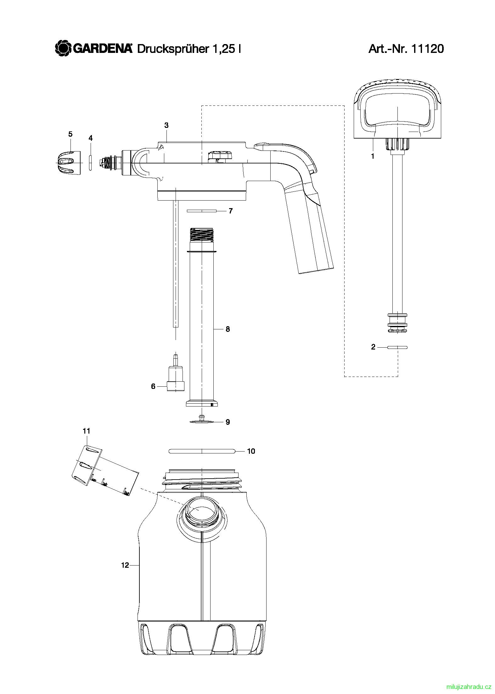 GARDENA tlakový postřikovač 1,25 l (č.v. 11120)