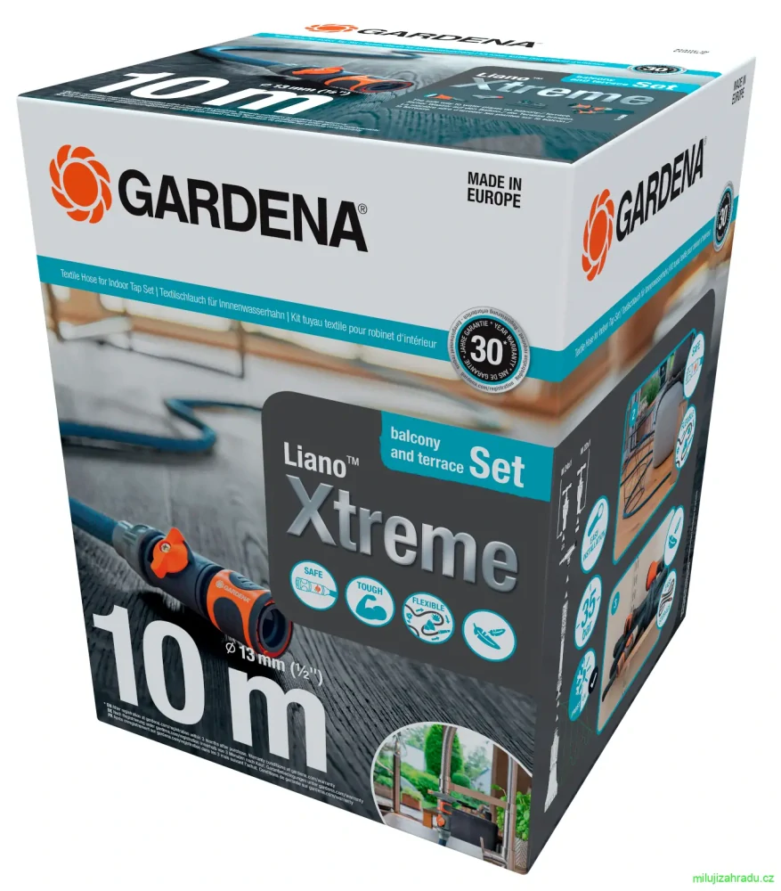 GARDENA textilní hadice Liano™ Xtreme 10 m s adaptérem pro vnitřní vodovodní kohoutky