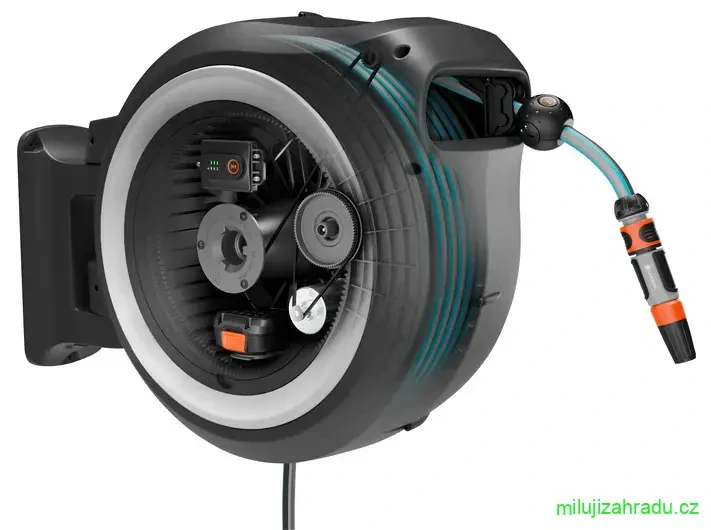 GARDENA PowerRoll XXL nástěnný box na hadici 40 m, bílý - bez akumulátoru