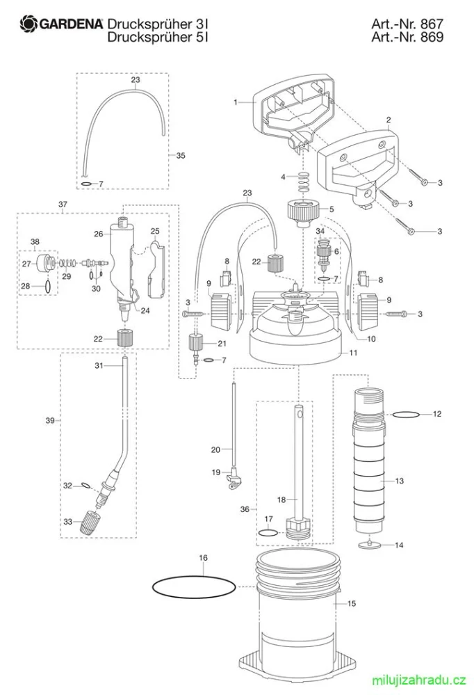 GARDENA tlakový postřikovač Comfort - 3 l (č.v. 0867)