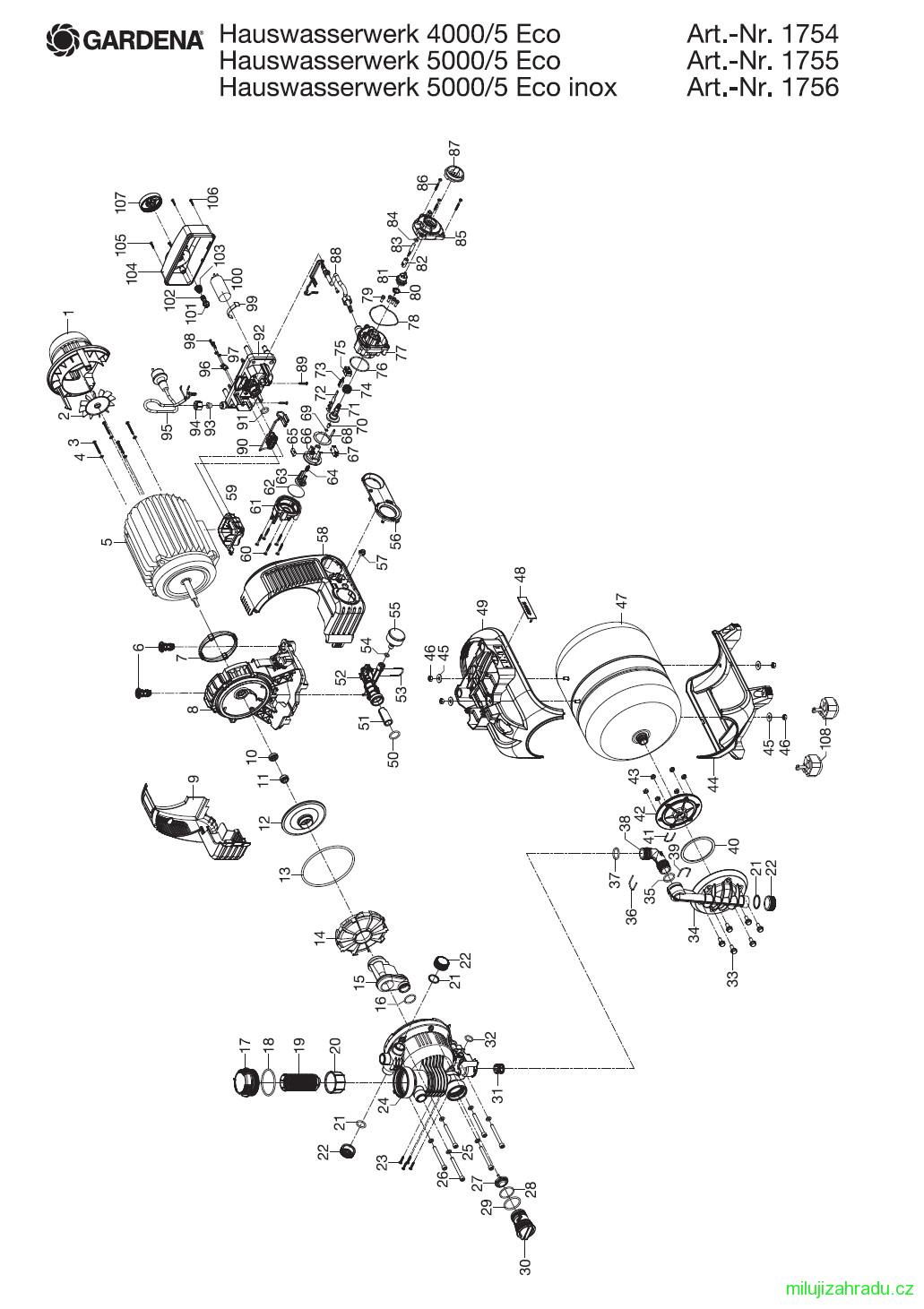 GARDENA domácí vodárna 5000/5 eco (č.v. 1755)