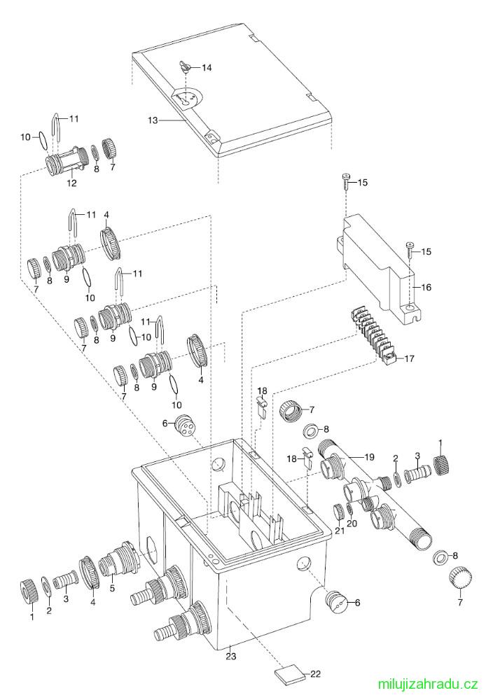 GARDENA box na ventily V3 bez ventilů (č.v. 1255)