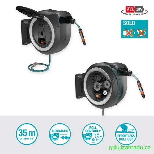 GARDENA PowerRoll XXL nástěnný box na hadici 40 m, bílý - bez akumulátoru