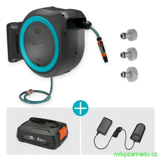 GARDENA PowerRoll XL nástěnný box na hadici 35 m, tyrkysový - set
