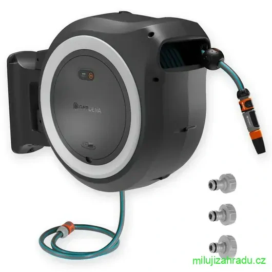 GARDENA PowerRoll XXL nástěnný box na hadici 40 m, bílý - bez akumulátoru