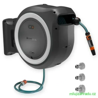 GARDENA PowerRoll XL nástěnný box na hadici 35 m, bílý - bez akumulátoru